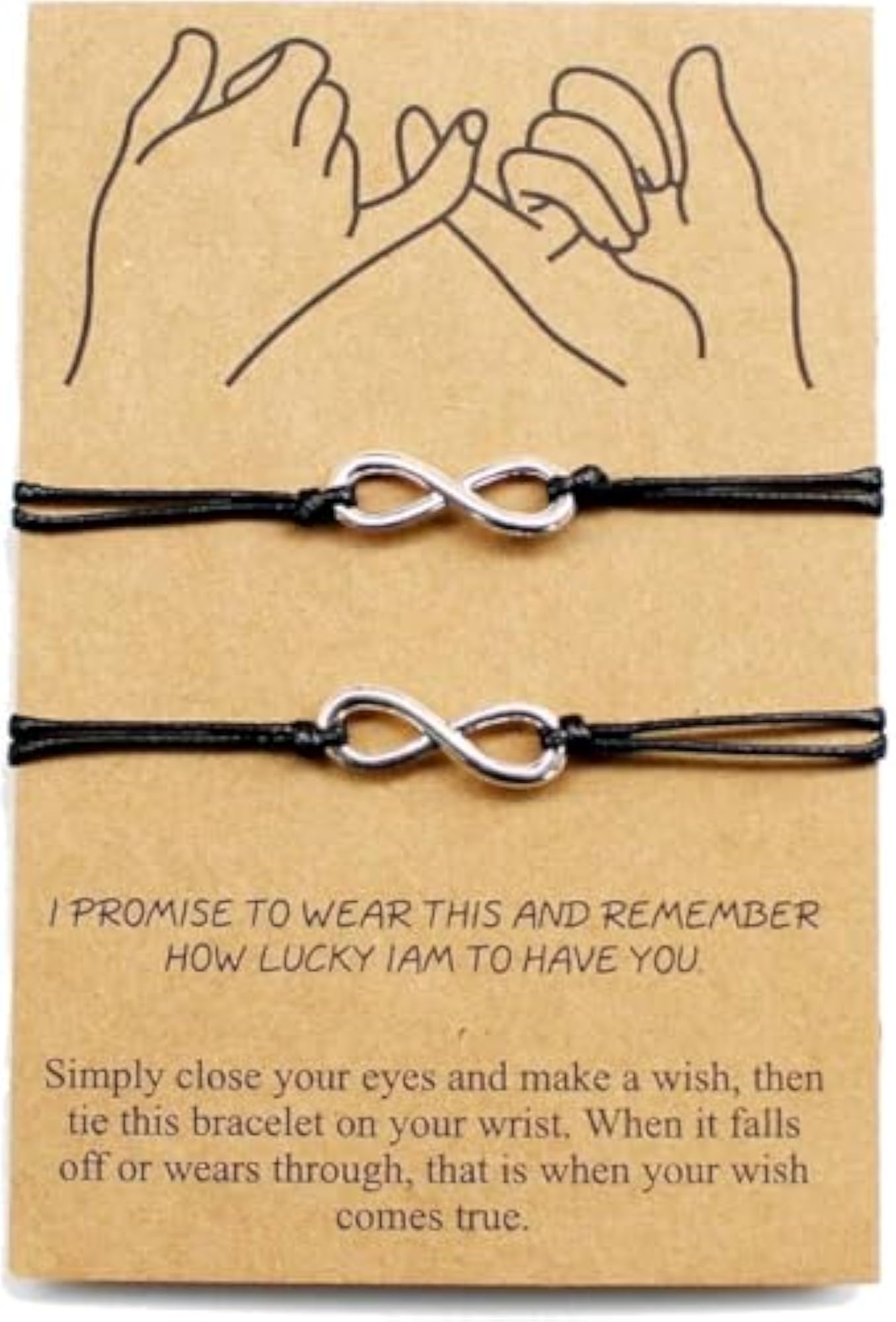 Pinky Promise Matching Infinity Friendship Bracelets Set, 2 Pieces