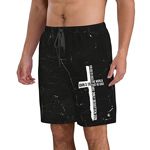 John 3:16 for God So Loved The World Cross, Christian, Faith Men's Running Shorts Gym Workout Quick Dry Mens Shorts3