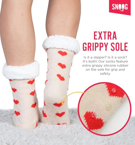 SNOOG Fleece Lined Cozy Slipper Socks with Grippers - Non Slip Fuzzy Cabin Socks3