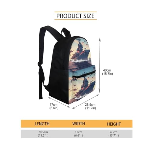 Uasibuni Mini Warships Pattern School Backpacks for Kids Preschool Backpack,Animal Print Backpack for Boys Girls3