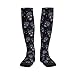 Supdreamc Women's Fashion Lightweight Socks Funny Neon Skull, Cute Compression Knee High for Daily Wear Running Hiking Travel Casual Comfort