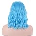 BERON 14 Inches Blue Wig Short Curly Wig with Bangs Women Charming Wigs Sky Blue Synthetic Wigs with Hairnet