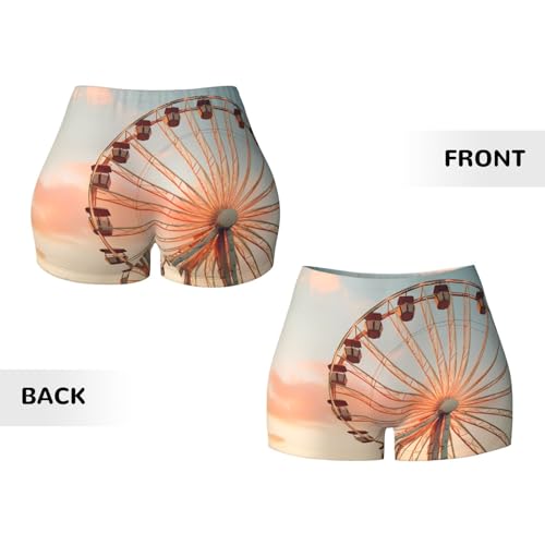 Ferris Wheel Beautiful Sky Pattern Sports Shorts, high Elastic Slim Fitness Pants, Suitable for Yoga/Leisure/Daily wear3