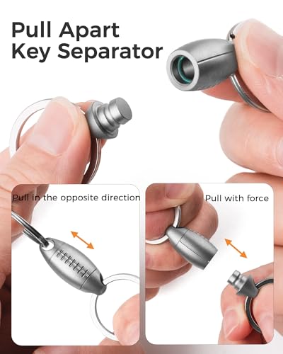 Image of FEGVE Titanium Quick Release Swivel Keychain, Pull Apart Detachable Keychain Heavy Duty Car Key Holder with Key Rings