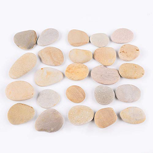 24 beige steine zum bemalen - natürliche Flussfelsen mit glatter Oberfläche für Kunsthandwerk, 5-8 cm