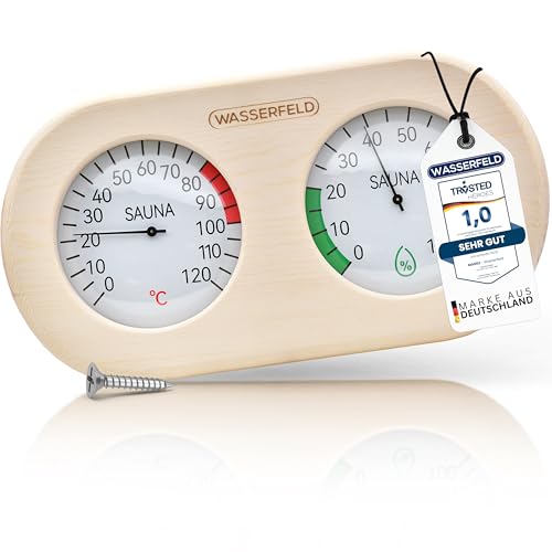 WASSERFELD® Sauna Thermometer Hygrometer [2in1 Funktion] Präzises Saunathermometer für eine genaue Messung der Temperatur & Luftfeuchtigkeit -...