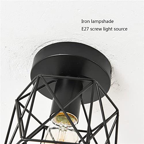 Lustre plafonnier cage E27 en métal noir au style rustique - 2