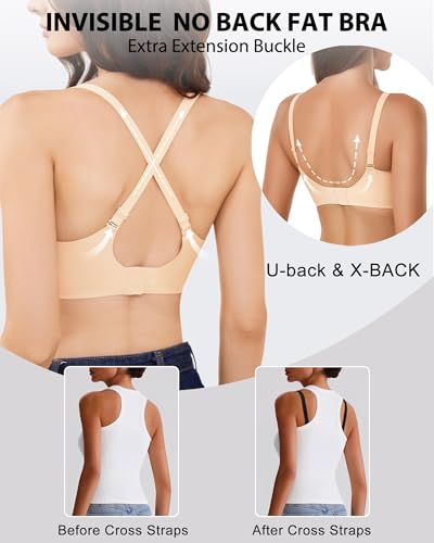 Gailife Deep V Bras for Women No Underwire Wireless Push Up Bra Seamless Plunge Bralette Comfort Supportive Bra Full Coverage