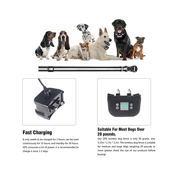 JUSTPET-GPS-Wireless-Dog-Fence-Containment-System-Electric-Accurate-GPS-Wireless-Dog-Fence-with-Rechargeable-Training-Collar-Range-Up-to-3281-FT-Harmless-and-Suitable-for-All-Dogs Electric Wireless Dog Fence System for Dogs