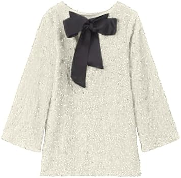 TDEOK White Midi Dress with Tie for Women, Long Sleeve Evening Dress with  Sequins and Bow Maxi Dress Summer Cheap, White, M : Amazon.ie: Fashion