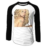 cotton/polyester Shakira Wäscheservice Herren Langarm Raglan Baseball T-Shirts, Schwarz