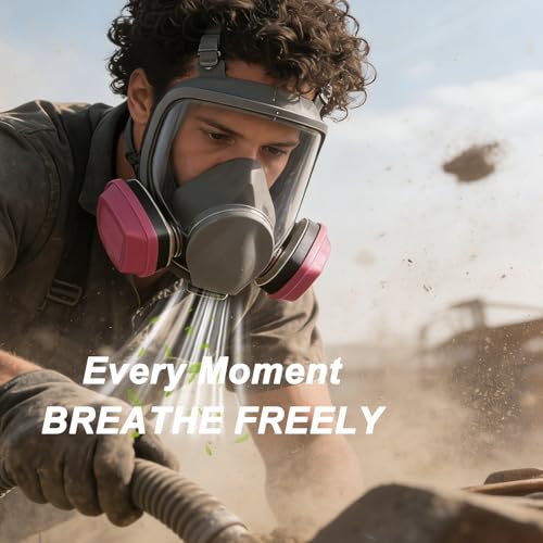 Full Face Respirator Mask with Filters, Full Face Gas Mask (Reusable), Paint Mask, For Sanding, Paint, Spraying, Welding and Other Work. - Thumbnail 2