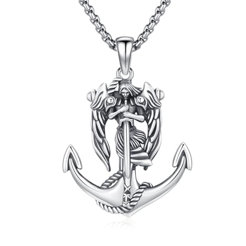 XIXLES Sterling Silver Large Saint Michael Pendant Necklace with 22" Chain