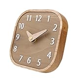 Gocasmus Wooden Analog Desktop Clock Silent Sweep Non-Ticking, 5.2 in Desk Clock for Home, Office, L
