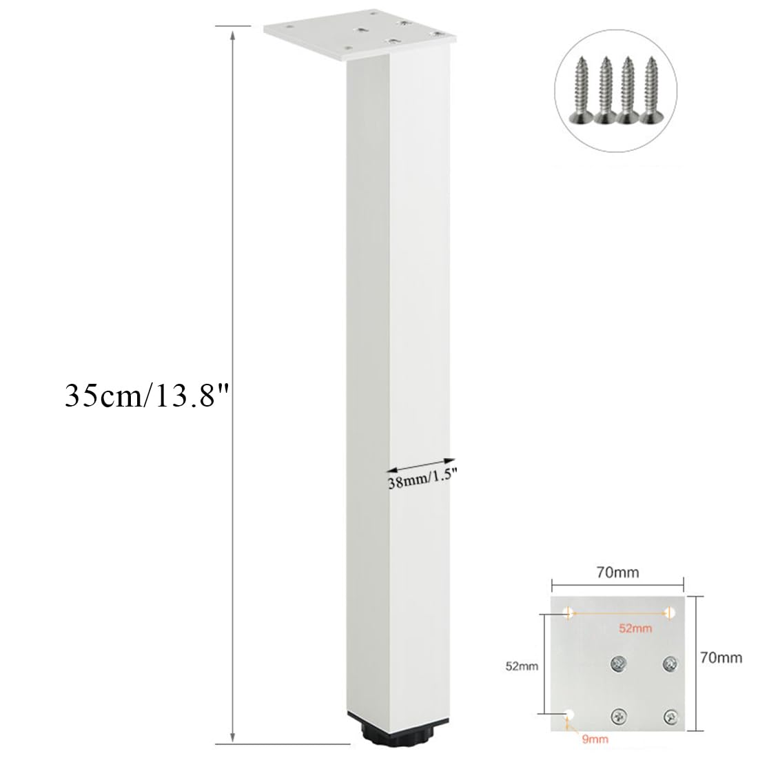 Nóżki meblowe matowe srebro, 4 sztuki nóżek meblowych, kwadratowe, Ø 37 mm, regulowana wysokość: 6-40 cm, anodowana powierzchnia nóżki sofy, kwadratowe nóżki, stolik kawowy, stopka cokołu ze stopu