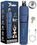 Candure Dog Nail Grinder Upto 6-Speed Dog Nail Trimmer for Large, Medium, Small Dogs, Cats & Pets - Low Noise Rechargeable Dog Claw Grinder with 360° LED Lights & Extra Grinder Head (Dark Blue)