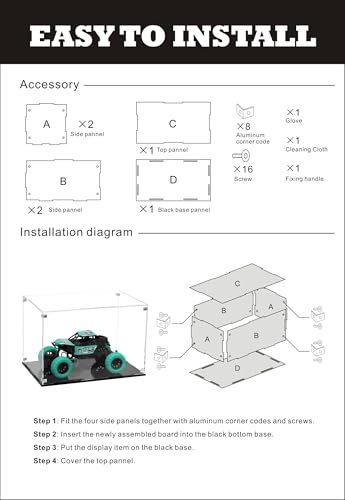 Image of 12x8x8Inch Rectangle Clear Acrylic Boxes for Collectibles Display | Assemble Storage Box Action Figures Display Case with Black Base, Removable Dustproof Showcase for Car Models Home Storage