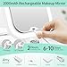 FASCINATE Rechargeable Travel Makeup Mirror 30X Magnification, Lighted Portable Vanity Mirror with 3 Colors Lighting & Stepless Dimming, Double Sided LED Mirror, Gift for Women (White+Bag)
