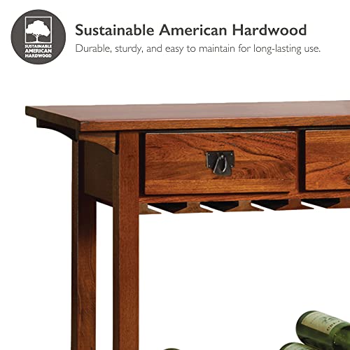 Leick Mission Wine Table With Storage Drawers, Russet Finish #TOP3