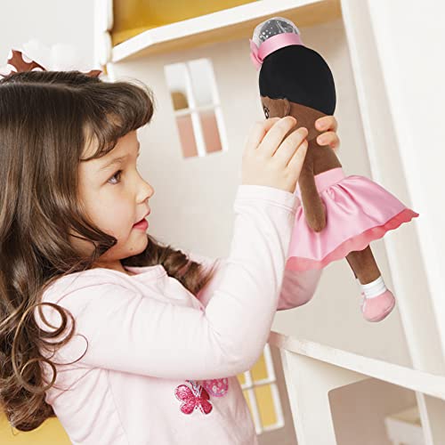 Maxshop Plush Dolls 17'' First Baby Doll For Kids Super Soft Plush Toy Gift (Pink Dress Black Doll) #TOP4