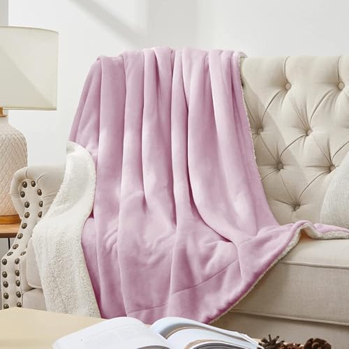 LA VERNE Premium and Soft Sherpa Reversable Blanket for MILD/Heavy Winter (Pink)(King)