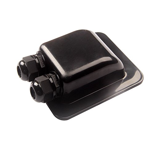 LINKSOLAR Weatherproof ABS Solar Double Cable Entry Gland,Curved Cable Connector for All Cable Types 6mm² to 12mm² for Rv, Campervan, Boat (Type D, Black)
