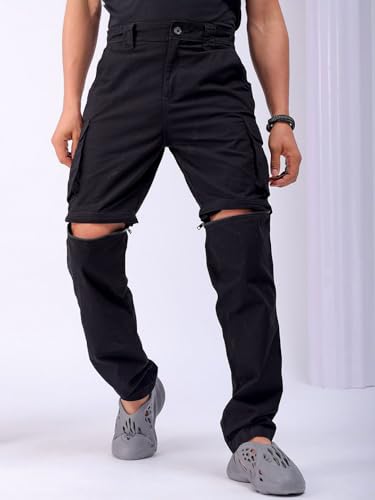 Image of The Indian Garage Co Men Relaxed Fit Solid Mid-Rise Cargos