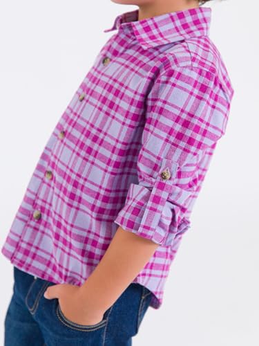 Image of RUGGEDBUTTS Boys Solid Cotton Long Sleeve Button Down Shirt with Button Tabs