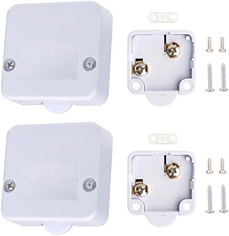 Helunsi 2Pcs Normally Closed Cabinet Door Switch White for Wardrobe Drawer