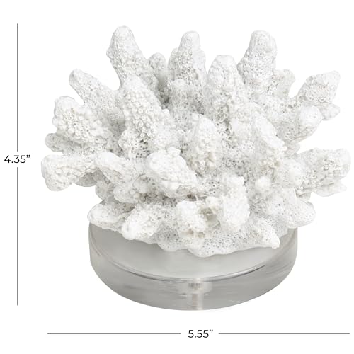 Escultura Decorativa de Coral Blanco Polystone 6" x 5" x 4" miniatura 3