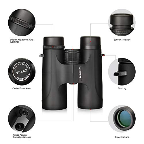 SVBONY Binóculos SV40 10 x 42 para adultos, binóculos compactos para observação de pássaros, cenário