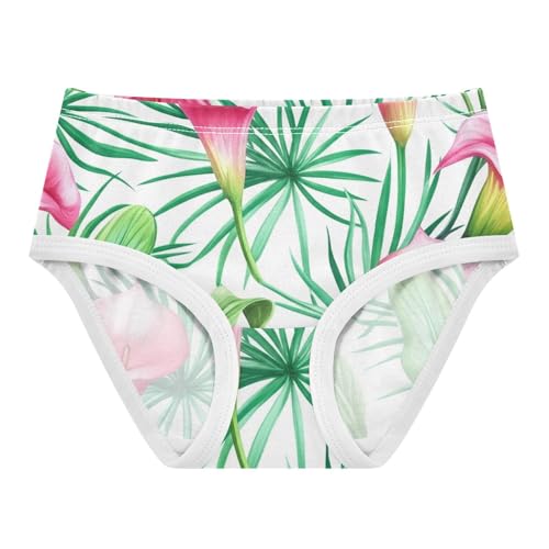 Flower Girls Underwear Toddler 2t Cotton Little Girl Panties Floral Pink Calla Lilies Green Palm Briefs Underpants