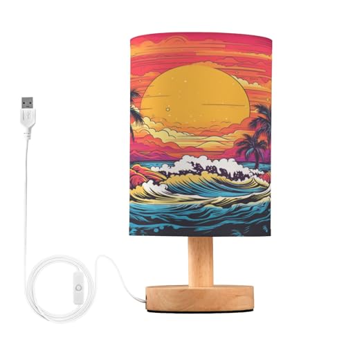 Mnsruu Lampe de chevet, coucher de soleil tropical au bord de la mer, lampe de chevet avec base antidérapante, veilleuse pour chambre à coucher, salon