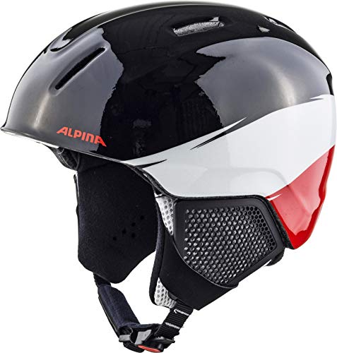 ALPINA Kinder Carat LX Skihelm, Black/White/Red, 48-52 cm