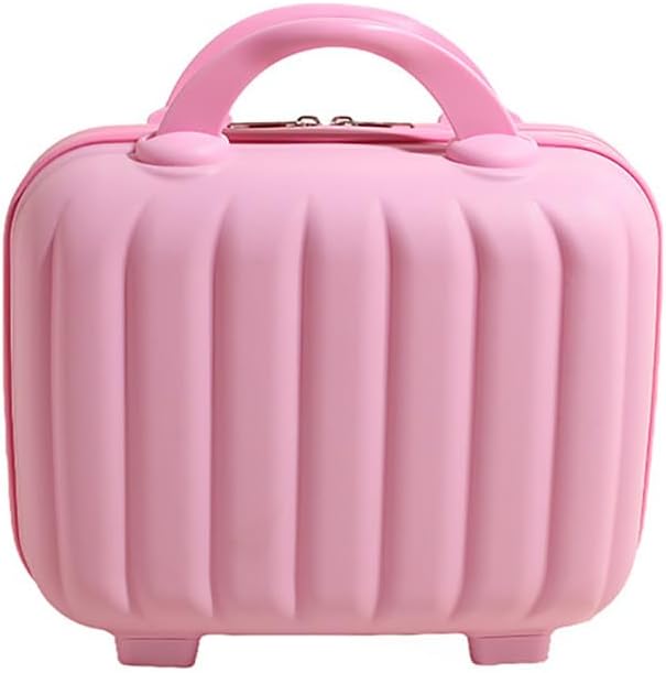 Women's Hard Shell Portable Makeup Travel Case, Small Hand Luggage with Elastic Strap, ABS Mini Toiletry Cosmetic Suitcase (Yellow)