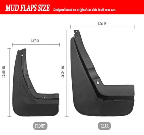 Image of Mud Flaps Mud Guards Fit for 2016- Jaguar XFL, Front & Rear Mud Splash Guards Accessories - 4 Pc, Black