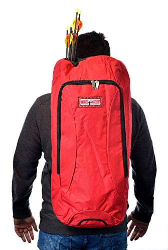 Universe Archery Recurve Takedown Bow Backpack With Arrow Tube | Hunting Multi Pockets Pvc Cordura Backpack | Shoulder Bag With Adjustable Straps For Archery Waterproof Pocket (68Cm X 25 Cm) (Red) #TOP29