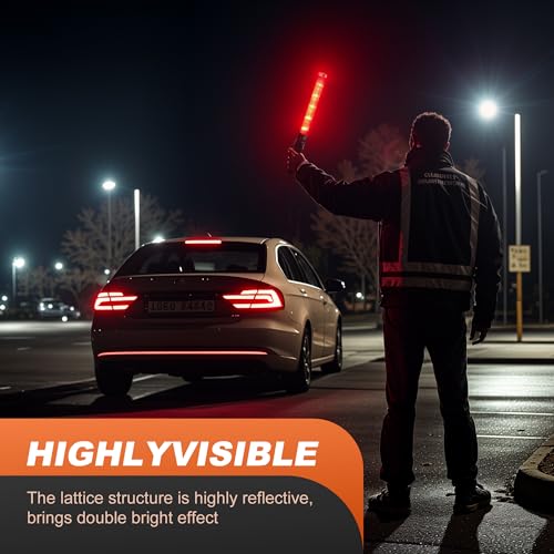 SIMAZO Pacote com 8 varinhas de trânsito de 40,6 cm, varinha de controle de tráfego de LED vermelha