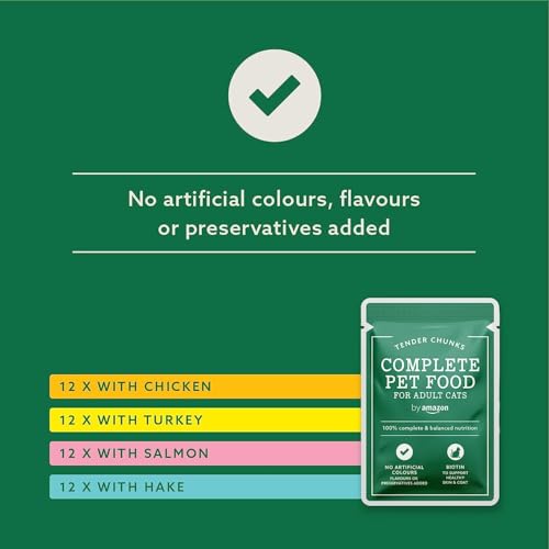 by Amazon Getreidefreies Alleinfutter für ausgewachsene Katzen, gemischte Auswahl in Gelee, 4,8 kg (48 Packungen à 100 g) – Bild 4