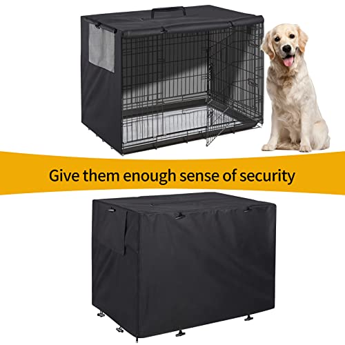 Dog Crate Cover 42 inches, Durable Kennel Cover with Double Door Universal Fit for 42 inches Wire Dog Cage, Black - Image 5