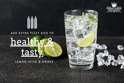 Three Kings CO2 Cartridge Chargers - Non-Threaded Natural Gas Bulb Chargers - Soda Syphon Cartridges - Pack of 100