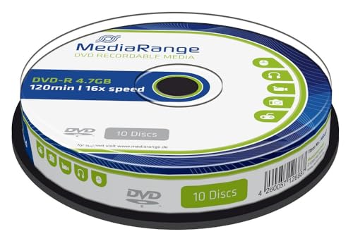 MediaRange MR452 DVD regrabable, 4.7GB,120min, velocidad 16x, Cake 10