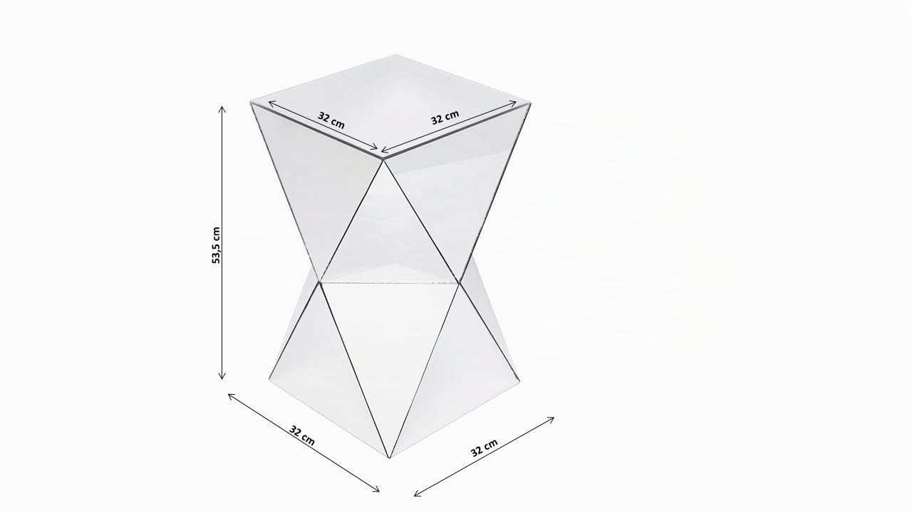 Kare Design Tavolino Luxury Triangle, Argento/ A Specchio, 54X32X32Cm, Forma Geometrica | portata fino a 10 kg, forma quadrata, specchio, tavolino da divano, comodino, geometrico, soggiorno