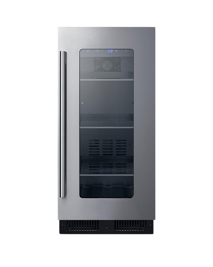 Summit 15” Beverage Center, 2.6 cu.ft. Capacity, Built-in, ADA Compliant, Stainless Steel & Glass - ALBV15LHD (Left Handed Door Swing)