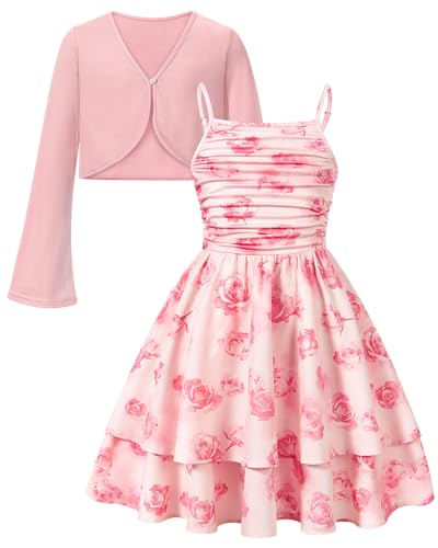 Girls Pink Dress Size 7 8 Ruffle Floral Summer Dresses