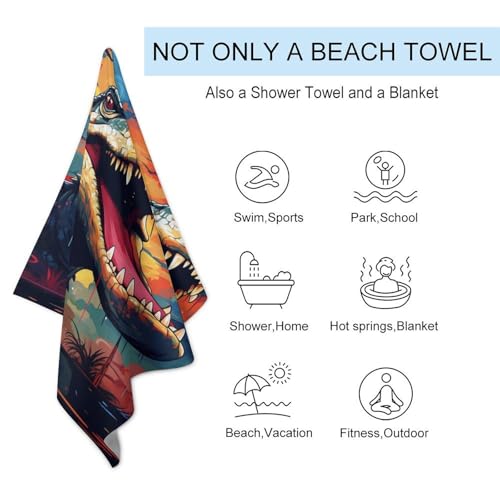 Serviette de plage T-Rex Jurassic Roar 130x80cm séchage rapide - 4