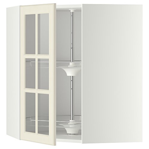 METOD cabine murale d'angle blanche avec carrousel et porte en verre 67.5x67.5x80 cm
