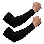 Kuber Industries Full Arm Sleeves | Cotton Summer Arm Sleeves | Protection from Sun Burns | Dust | Unisex | Black | Size 2
