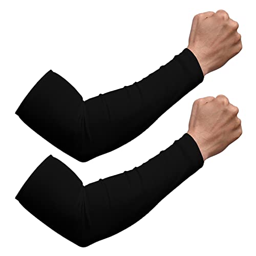Kuber Industries Full Arm Sleeves | Cotton Summer Arm Sleeves | Protection from Sun Burns | Dust | Unisex | Black | Size 2