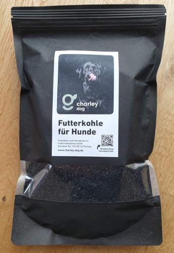 Charley Dog Futterkohle für Hunde, 750ml Beutel, Prämium-Futterkohle für eine gesunde Verdauung, zur Vorbeugung und als natürliche Sofort-Hilfe bei Durchfall, Übersäuerung und Blähungen